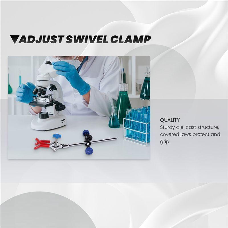 

AEE3-Lab Clamp 3 Prong Finger Adjust Jaw With Scientific Extension Adjustable Black Laboratory Stand Clip