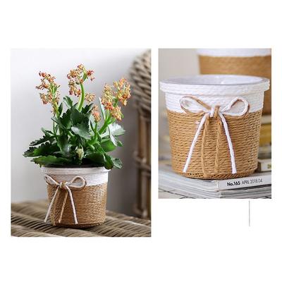 Paper Rope Braided Braided Flower Pot Easy To Use Garden Supplies Plant Pot Square Shape Waterproof Woven Basket