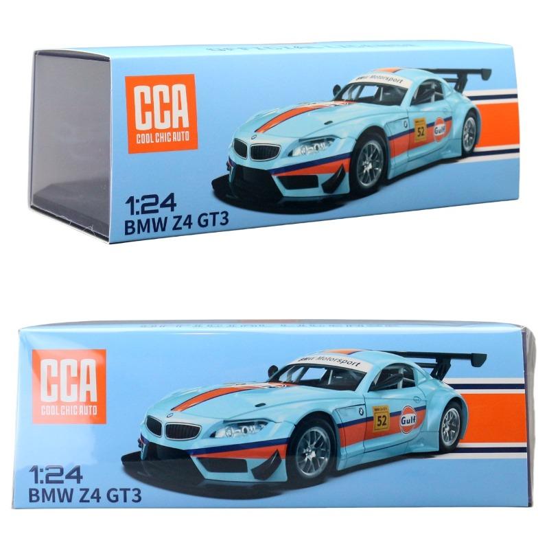 Diecast 1/24 BMW M4 GT3 GULF Alloy Car Model with Display Box Children Boy Toy Vehicle Gift Sound Light Miniature Voiture