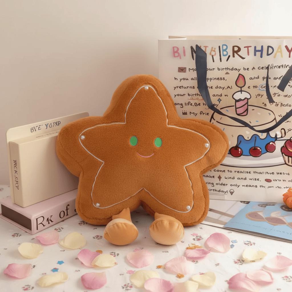Adorable Ginger Hair Plush Toy: Soft Star Tree Cushion & Christmas Tree Doll Pillow