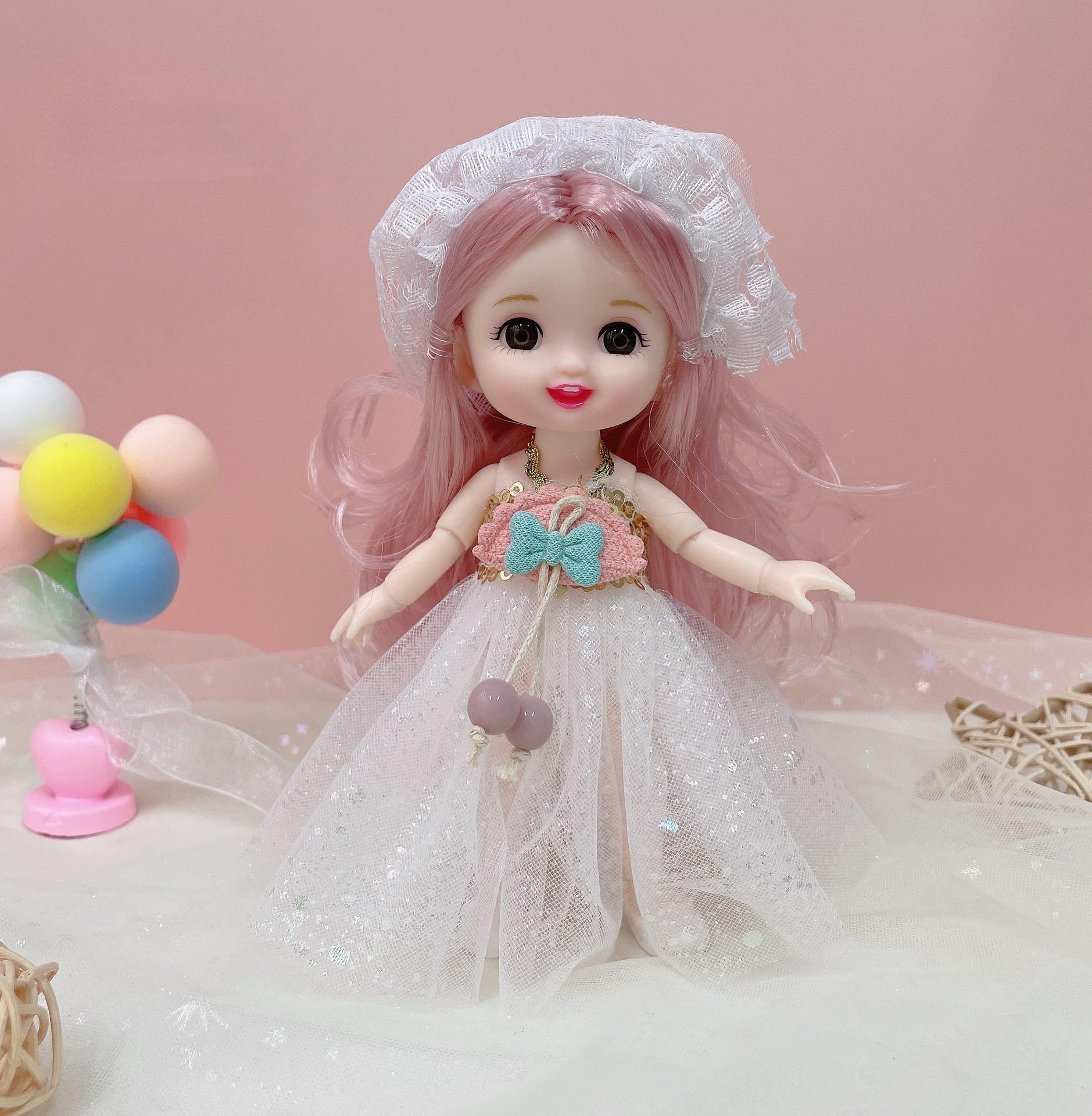 

Мини-подвижная кукла 17 см, игрушка для девочек, 3D большие глаза, BJD, полная одежда принцессы, коллекция платьев, детская кукла в подарок B