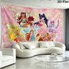 Winx Club Cartoon Wall Tapestry Aesthetic Wall Hanging Printed Fabric Blanket Decorative Tapestries for Bedroom Living Room Home Decor
