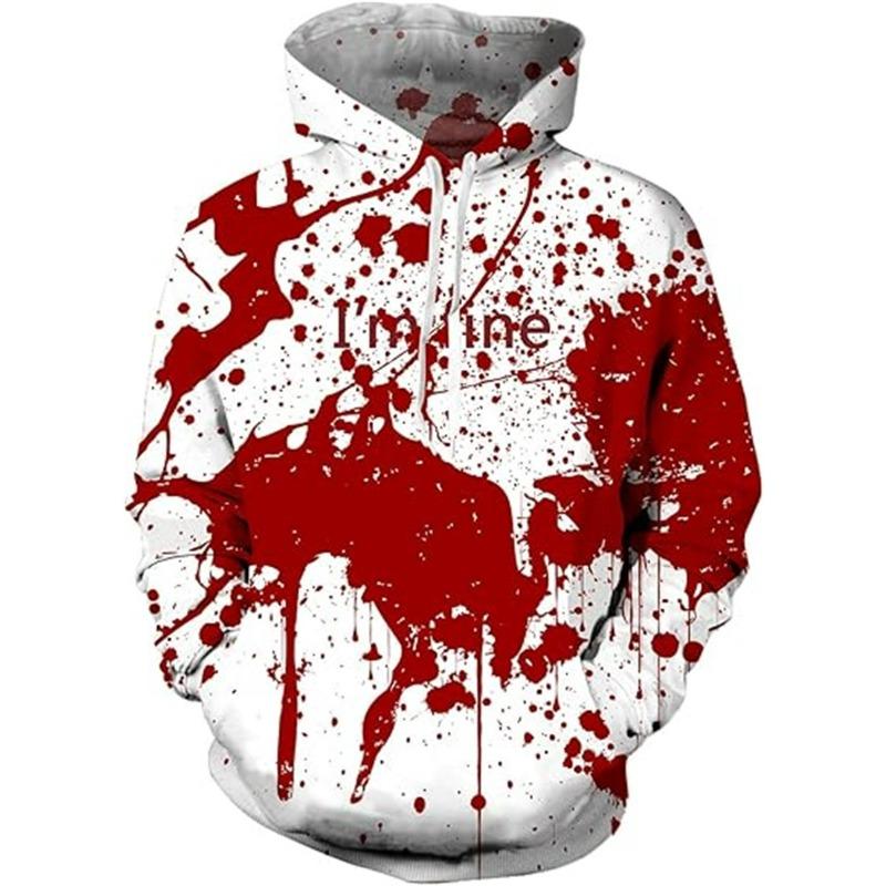 Spring And Autumn Fashion Men's Hoodie Bloody Graphic 3D Print Hoodies Casual Boy Sweatshirt Women's Oversized Top Clothing