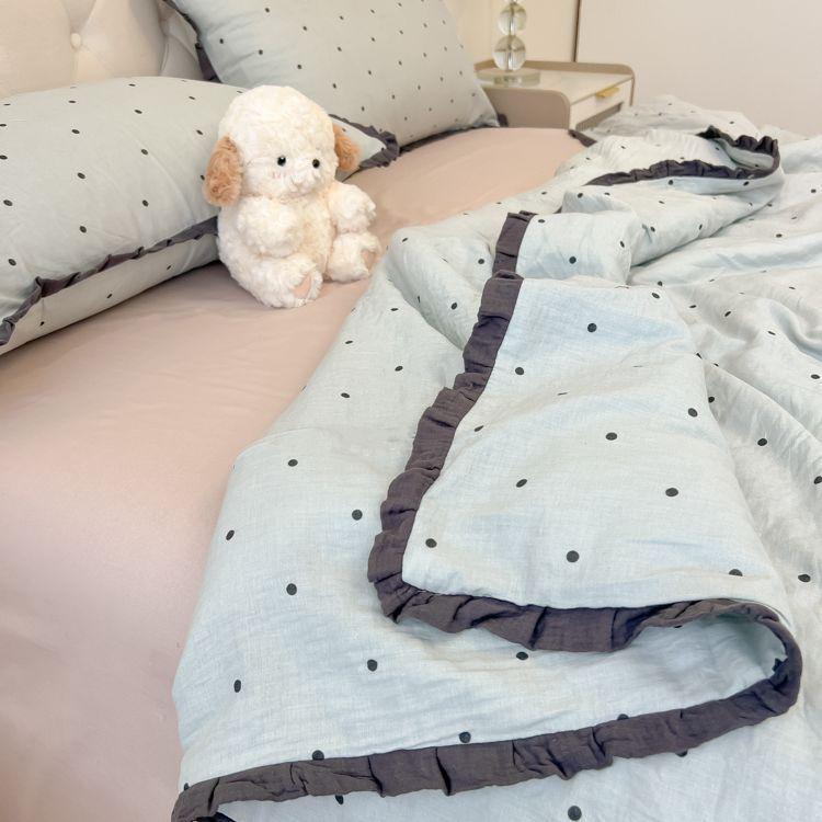 G5Z Ruffle Edge Washed Cotton 4-Piece Duvet Cover Set - Super Soft for Dorms & All Seasons