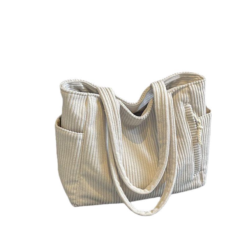 Women's Autumn 2025 Versatile Large Capacity Corduroy Shoulder Bag - Fashionable Commute & Casual Use