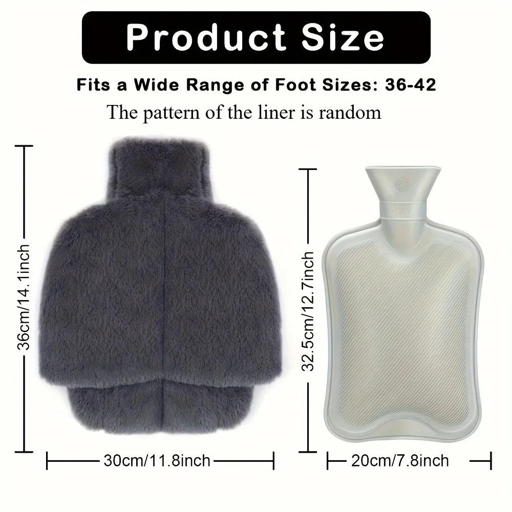 2L Large Non-Electric Hot Water Bottle - Super Soft Plush Cover Rubber Warmer Multi-Use for Hands Feet Warmth Home Office Winter