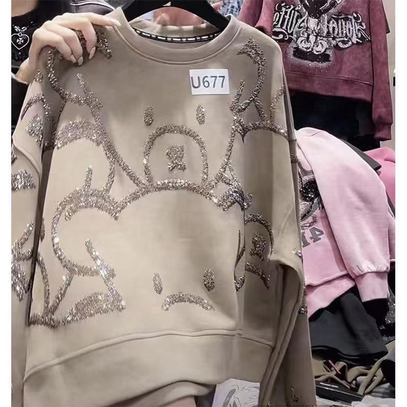 

Молодежный весенне-осенний топ с длинным рукавом и круглым вырезом, оверсайз, повседневная толстовка S