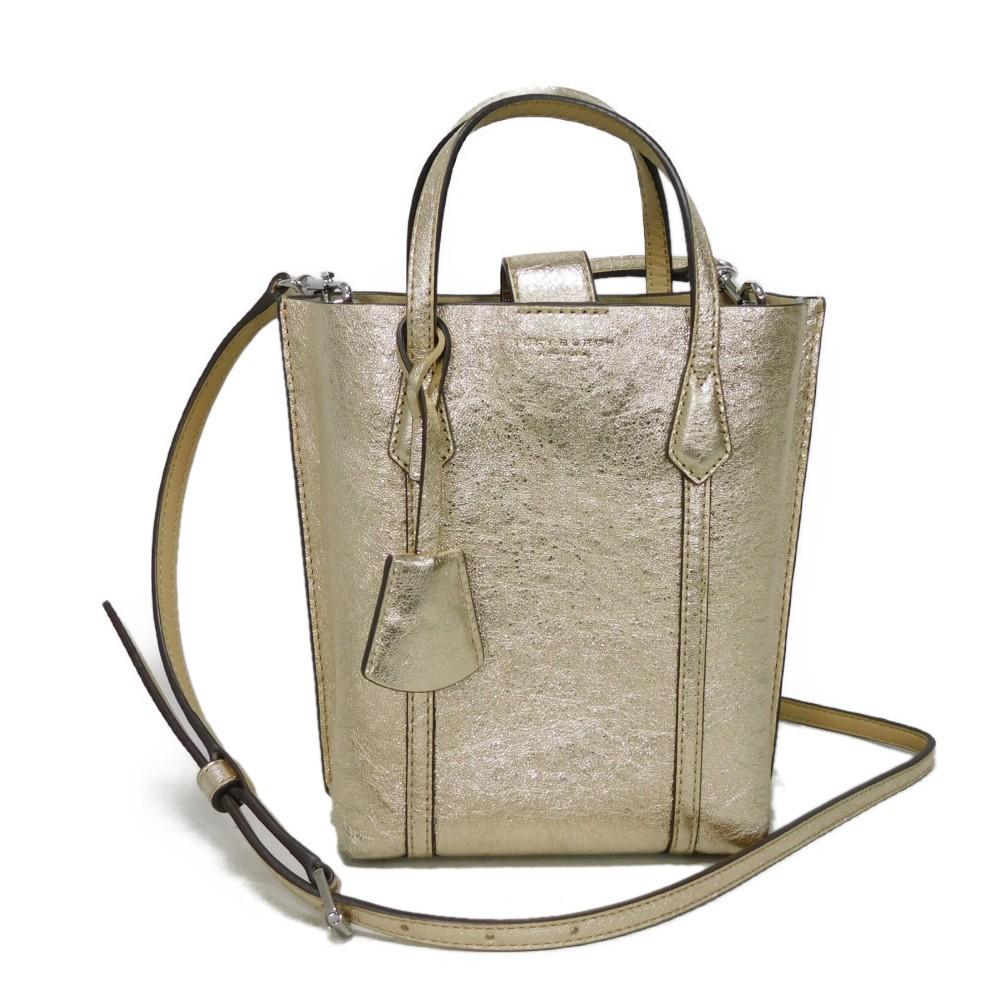 

Подержанная 10833 Мини-тоут Perry 152372 272 7924 Сумка через плечо 2-в-1 из наппы с мятым эффектом и логотипом, отштампованным фольгой в металлическом цвете