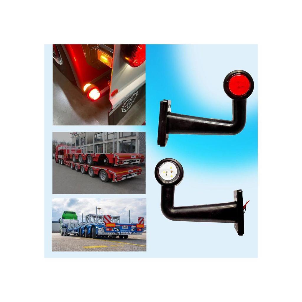 APSMOTIV LED End Outline Marker Light Set 24V with 6 Super Bright SMD for Truck Trailer Buses and Universal Applications - Red/Clear