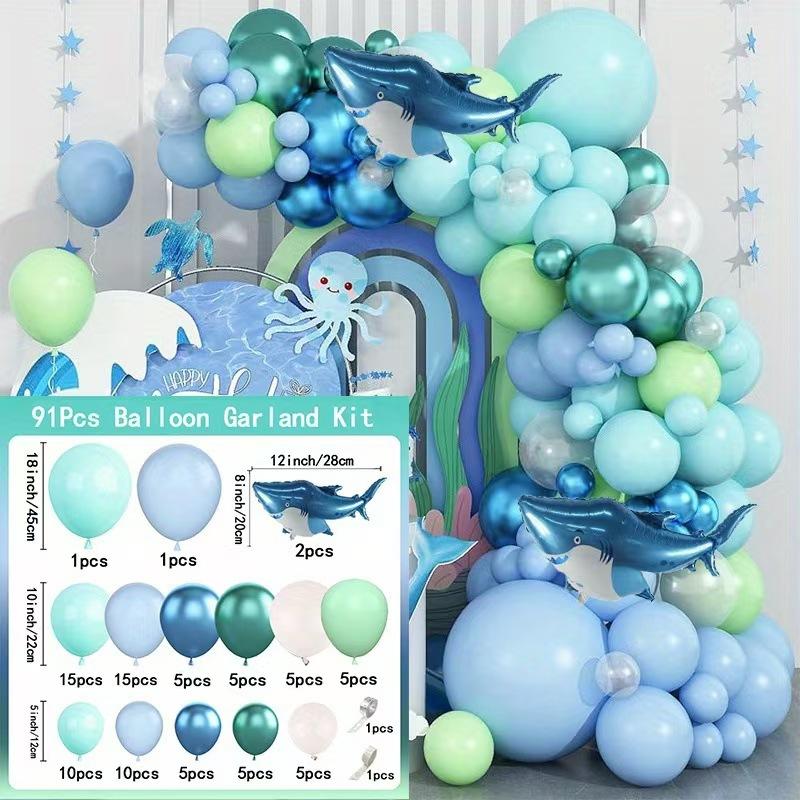 Ocean Theme Shark Aluminum Film Balloon Chain Birthday Party Decoration Prop Balloon
