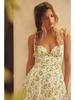 2025 European & American V-Neck Backless Floral Sling Dress with Bow
