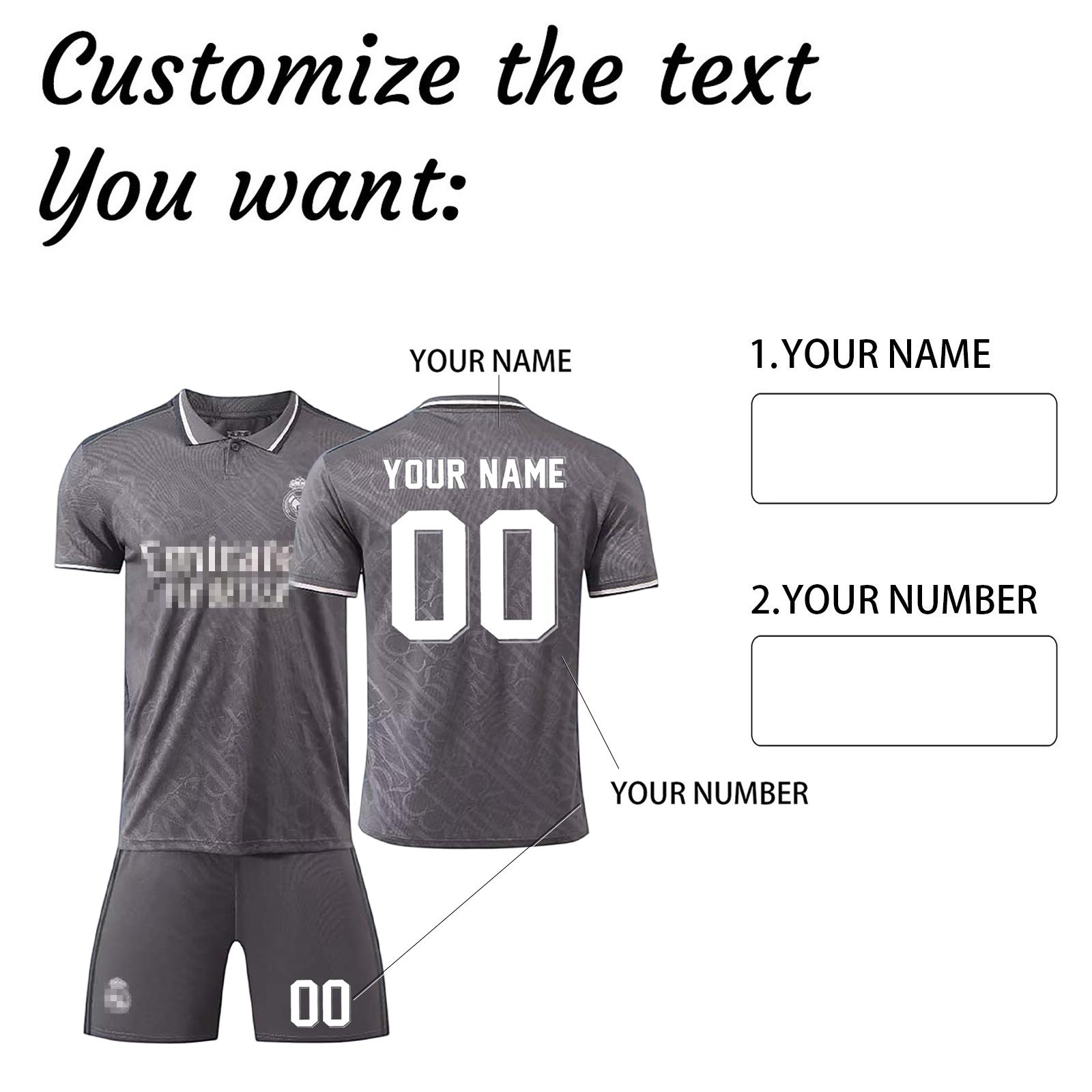 

Комплект персонализированных рубашек для мужчин и девочек с именем и номером, футбольные майки на заказ для мальчиков, тренировочный костюм S кадет серый