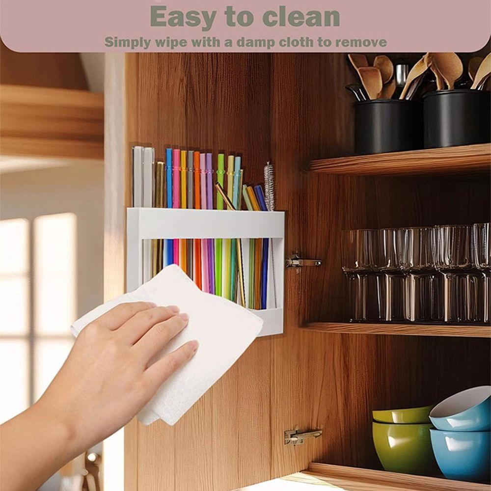 Acrylic Straw Storage Dispenser 5 Grids Kitchen Accessories Container  Spoons Chopsticks