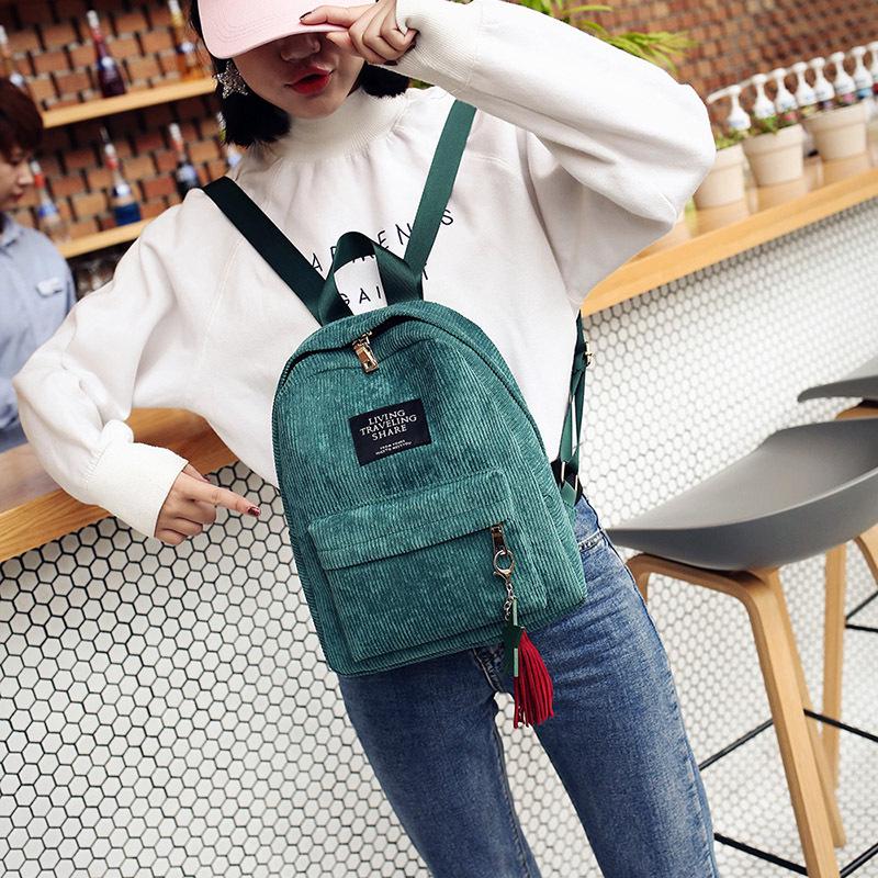 Women Mini Backpack Casual Travel School Bag Lightweight Daypack Small Shoulder Backpack with Front Pocket Tassel Pendant