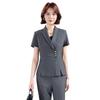 Ensemble jupe et veste à manches courtes gris - Uniforme professionnel pour réception d'hôtel, bureau, bijouterie