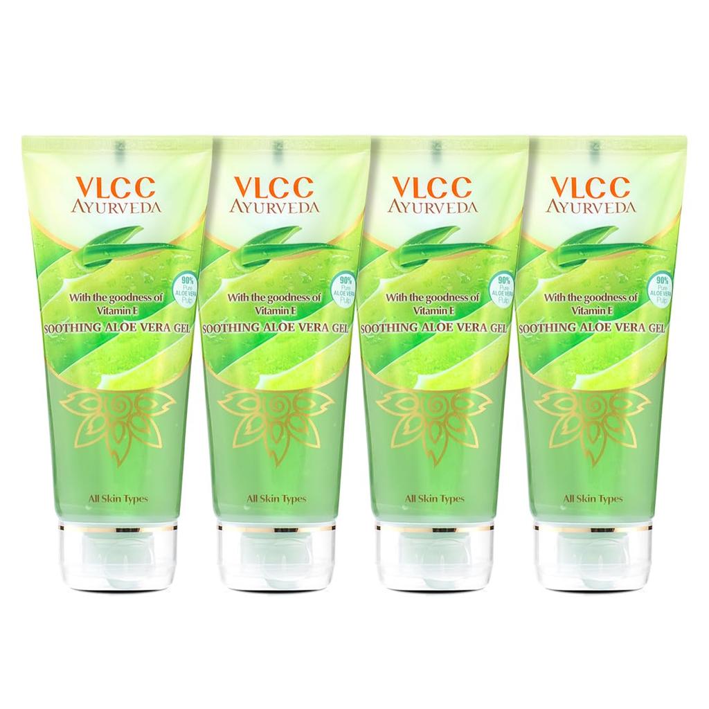 VLCC Ayurveda Soothing Aloe Vera Gel 100g Pack of 4 for Soft, Hydrated, Smooth Skin Care
