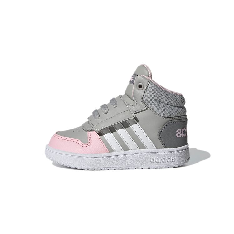 

Adidas Neo Hoops 2.0 Mid Color Block Прочные Полувысокие Кроссовки для Ходьбы Детская Обувь Серый Розовый GZ7779 25