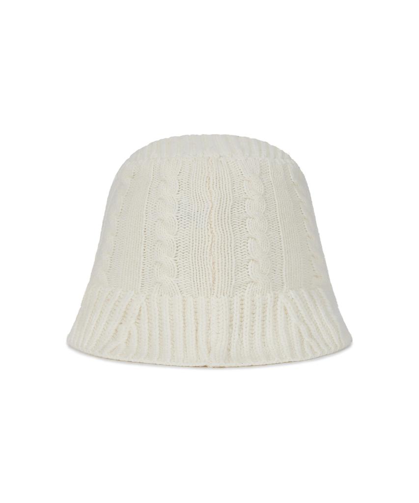 Bajal Va Applique Cable Knit Bucket Hat Ivory