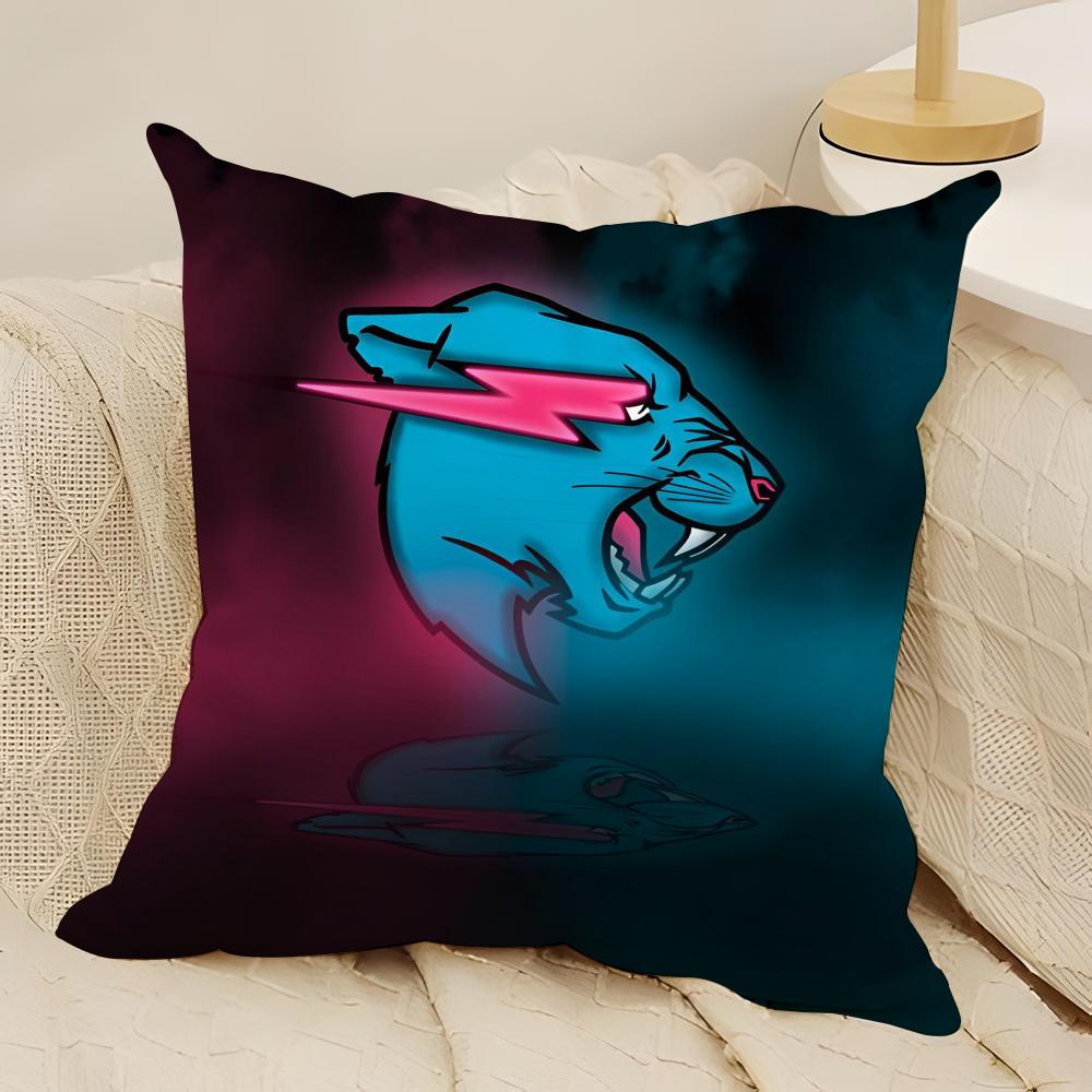 Anime Mr Gaming B-beast Pillow Case Natural Linen Double-Sided Printing Sofa Home Decor Cushion Cover