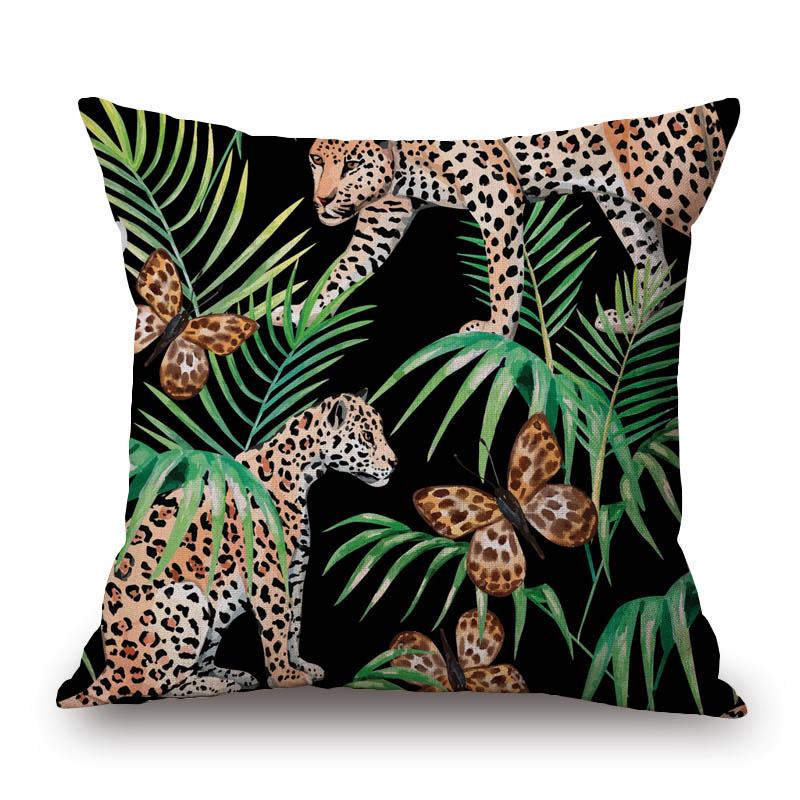 Dschungel Tiger Leopard Tiere Malerei Kissenbezug Heimdeko Kissenbezüge Dekorative Kissen für Sofa Kissenbezug