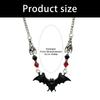 Bat Pendant Necklace Gothic Alloy Jewelry with Adjustable Chain and Faceted Bead Detail for Daily Wear Halloween Cosplay