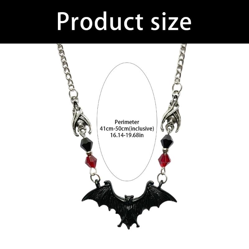 Bat Pendant Necklace Gothic Alloy Jewelry with Adjustable Chain and Faceted Bead Detail for Daily Wear Halloween Cosplay