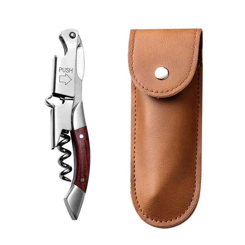 Stainless Steel Corkscrew Wine Key Beer Bottle Opener Foil Cutter Wood Handle Openers Waiters Wine Knife Corkscrews Sommelier