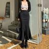 Before and After Two Wear A-line Fishtail Skirt Bustier Skirt Female High Waist Slim Elastic Open Fork Medium-length Package Hip Skirt Denim Skirt
