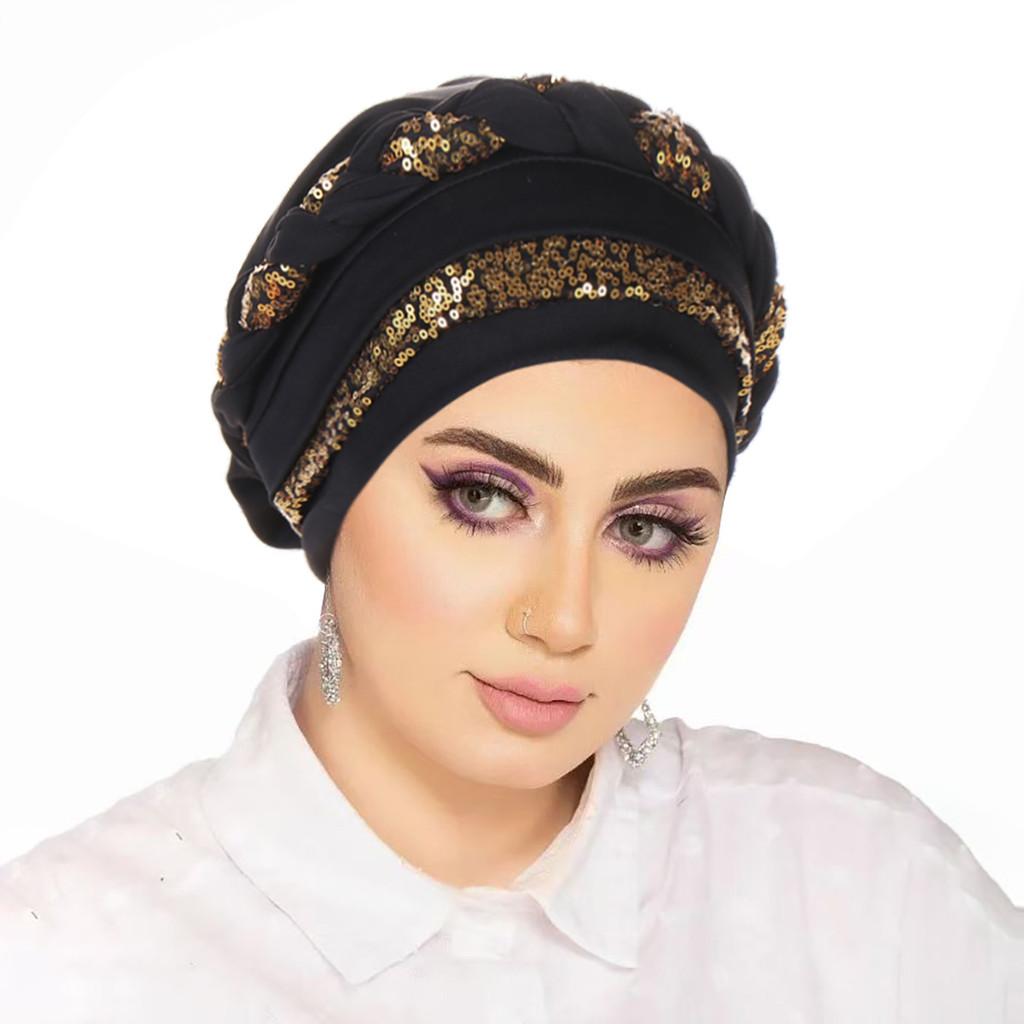 Casual Polyester Knit Headscarf Hat With Embroidered Braid For Autumn Wear