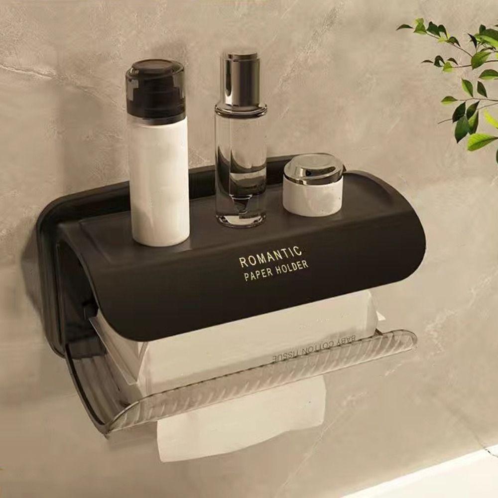 Plastic Toilet Paper Holder Wall Mounted Paper Towel Storage Box Practical Cosmetic Shelf  Kitchen