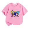 Kids Boys Girls 100% Cotton Crew Neck Short Sleeve T-Shirt, Cute Colorful Cartoon Friend Group Pattern Casual Breathable Soft Tee Shirt for Daily Play