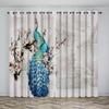 Peacock Blue Feather Animal-themed Blackout Curtains, a Set of Two Panels, Suitable for Decorating Living Rooms, Bedrooms, Studi