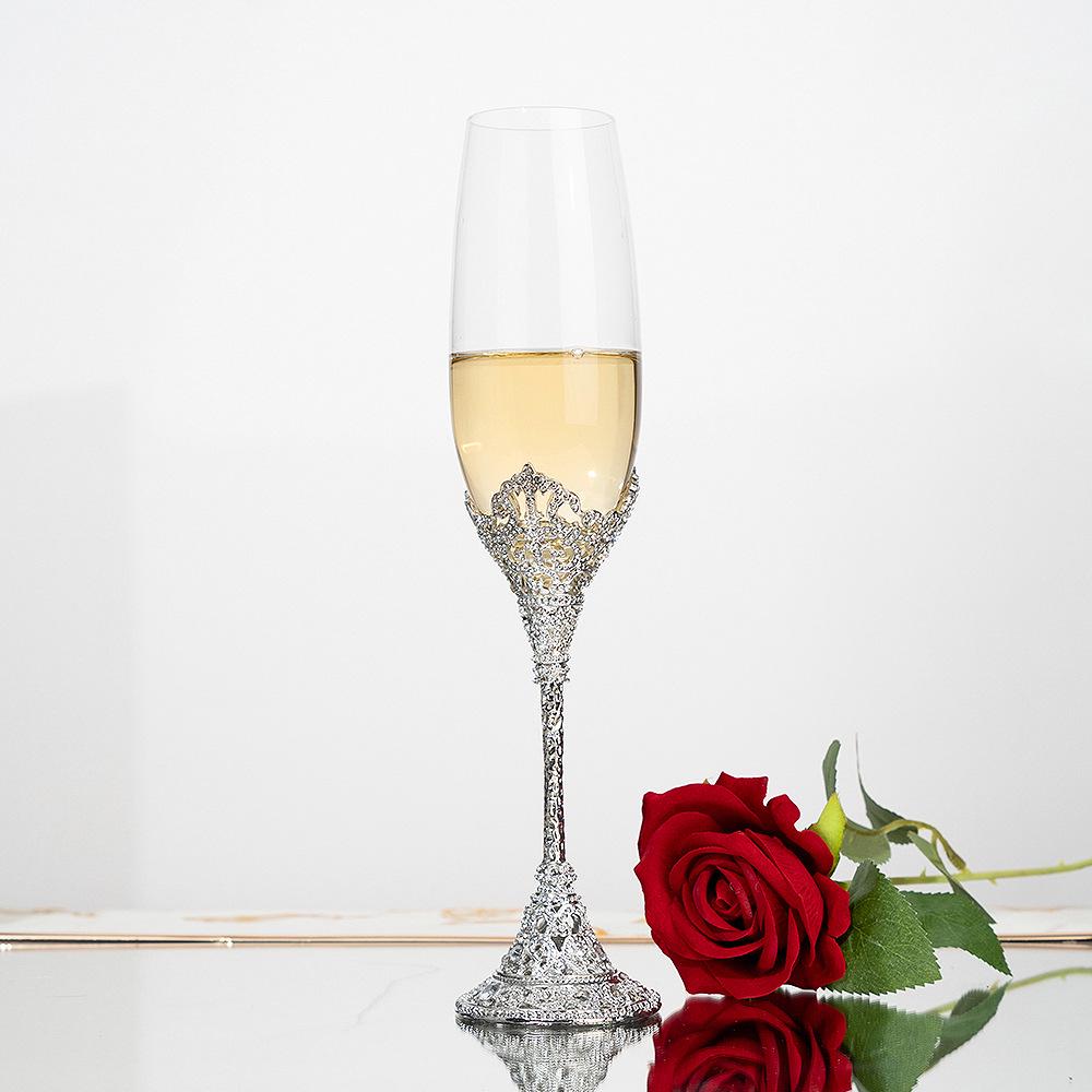 Vintage Bubble Embossed Champagne & Wine Crystal Glass Set with Gift Box