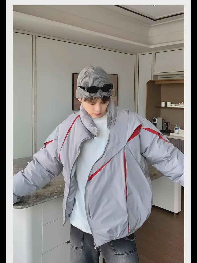 Unisex Trendy Pleated Stand Collar Cotton Jacket - Stylish and Warm Winter Coat