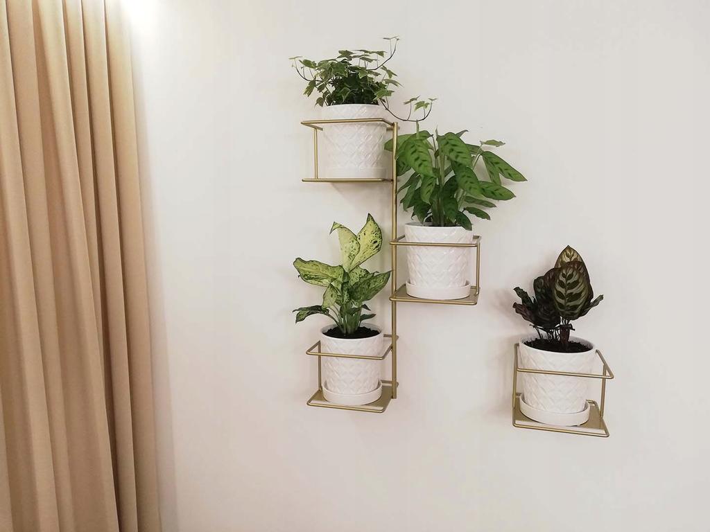Gold Metal Wall Flower Stand, Flowerpot Holder, Modern Plant Hanger, Loft, Scandinavian