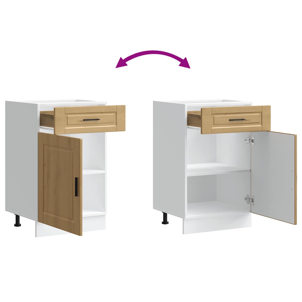 Porto Kitchen Base Cabinet Artisan Oak Wood Based Material