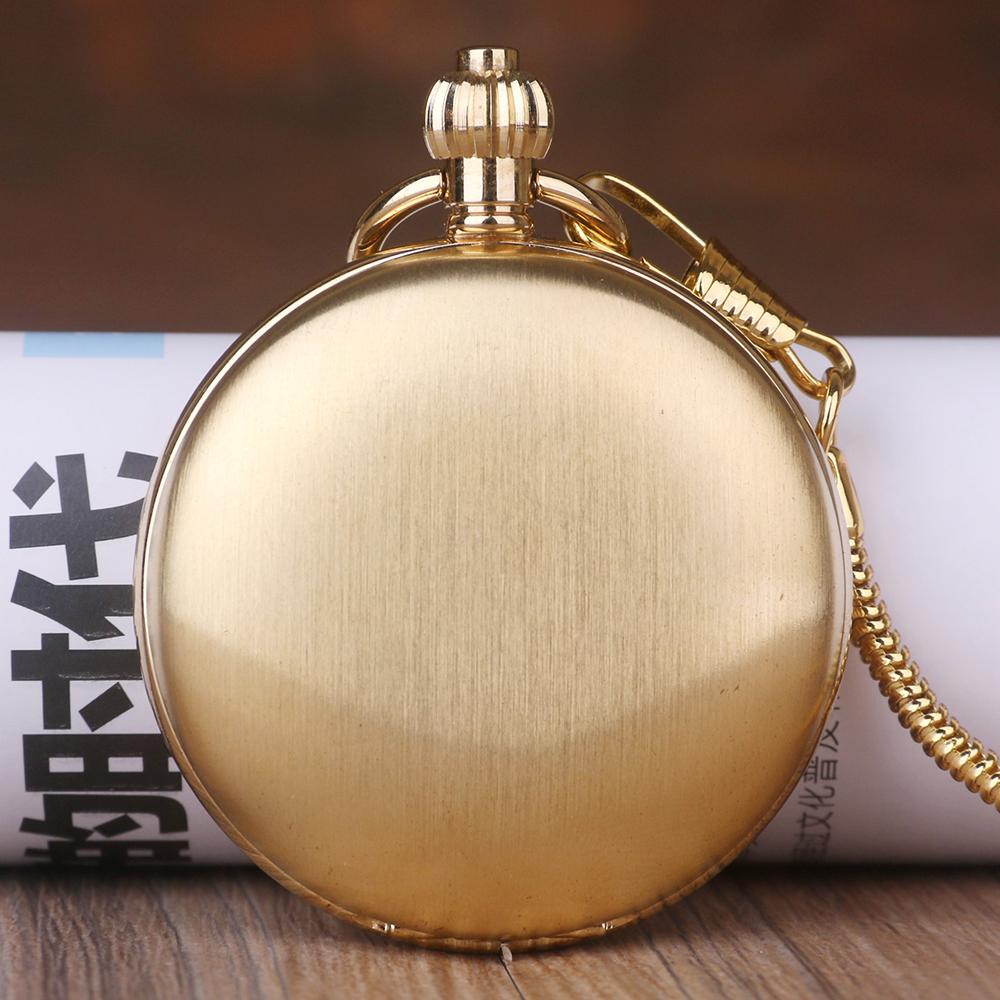 Luxus Hochwertige Goldene Mondphase Mechanische Taschenuhr Römische Ziffern Tourbillon Zifferblatt Anhänger Kette Herren Damen Schmuck Geschenk
