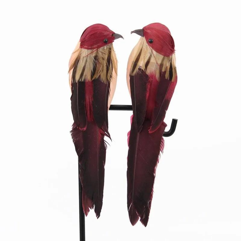 Garden Decoration Colorful Feathered Birds Simulation Birds Garden Tree Branches Decoration Props Foam-bird Feather Bird Decor