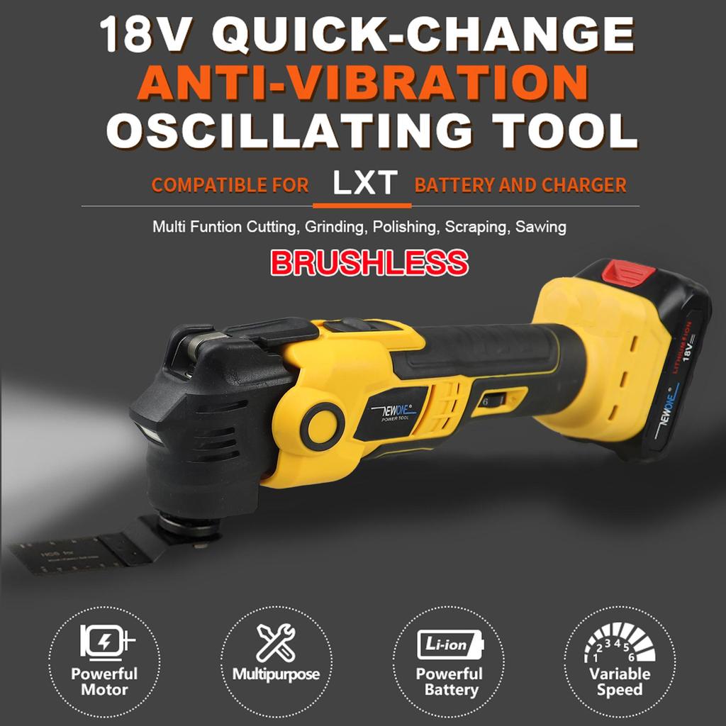 NEWONE 18V Akku-Oszillierwerkzeug, Antivibration, Variable Geschwindigkeit Multifunktionsbohrer, Renovierer