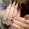 24Pcs Fake Nails Leopard Tip Press On Nails Rhinestone False Nails Press On Nails Artificial Nail Tips For Women Nail Tips