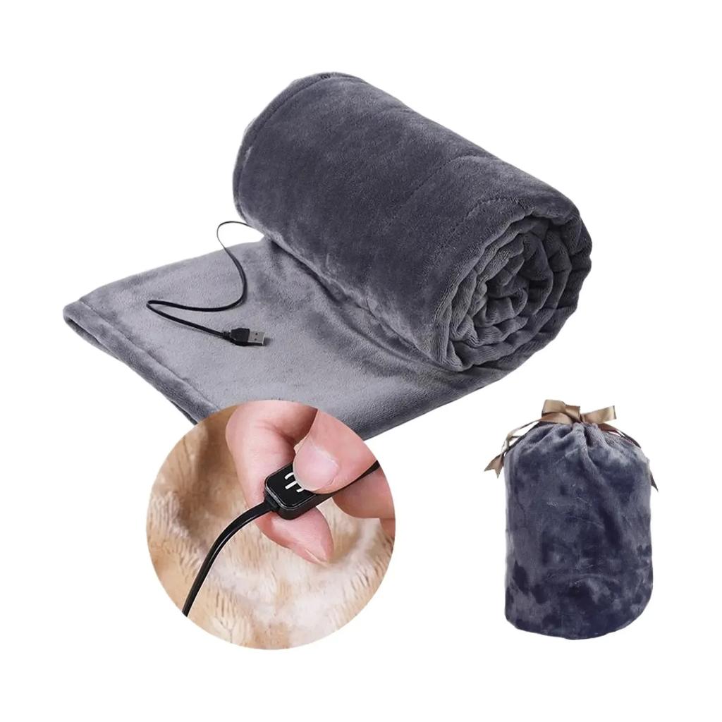 Hot 140x80cm USB Heating Blanket Travel For Sofa Bed 5 Levels Portable Electric Blanket Winter Warm Soft Plush Car Shawl Camping
