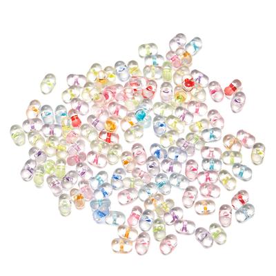 100Pcs 4* 6mm Transparent Acrylic Inner Color Peanut Beads Rice Beads for DIY Charms Bracelets Jewelry Making Findings