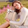 NICOLE & DORIS Women's Handbag, Shoulder Bag with Embroidery and Scarf, Elegant 2-Way PU Leather ShoulderHandbag, Waterproof, Multiple Pockets,