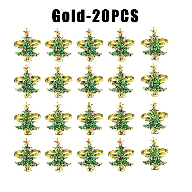 Gold Plated Christmas Tree Napkin Ring Luxury Green Dinner Button Holder for Western Restaurant Table Setting Decor