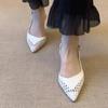 Fashion Pointed Toe Stiletto High-heeled Shoes Women's Xia New Style French Temperament Celebrity Woven Back Empty Baotou Sandals
