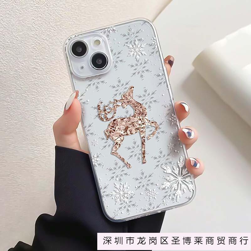 Snowflake Golden Deer for iPhone case Apple 11/12/13/14Pro/15/16ProMax mobile phone case