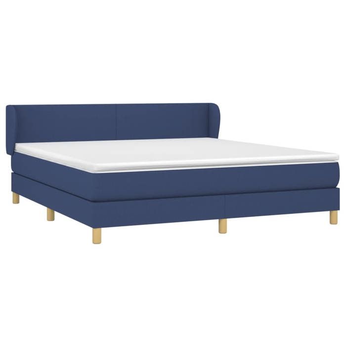 Lit avec matelas - Maison Exclusive - 160x200 cm - Tête de lit réglable - Tissu bleu - 2 places