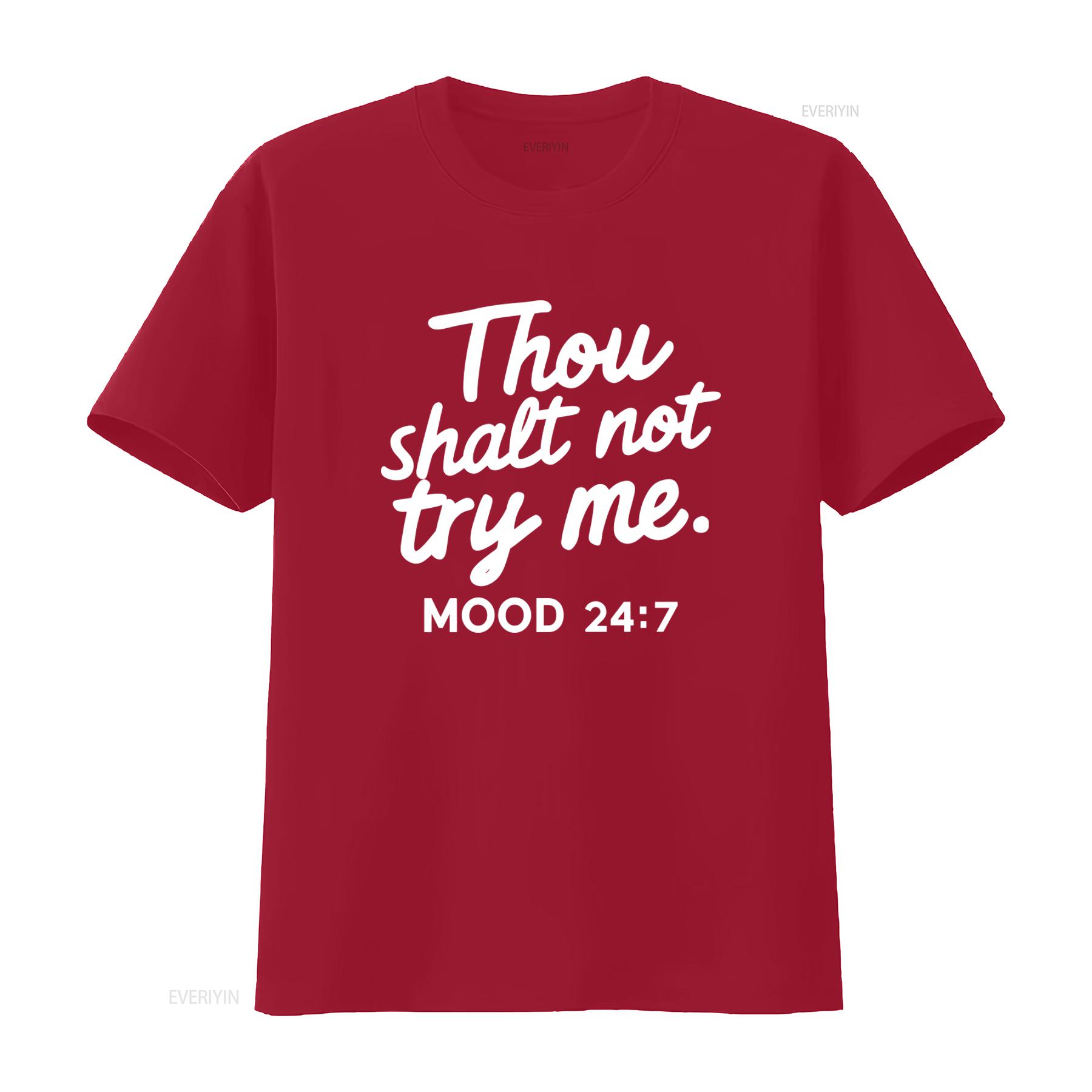 Thou Shalt Not Try Me T Shirt Mood 24 7 Funny Cute Summer Beach vintage Washed Comfortable Stretched Slightly Casual homme S