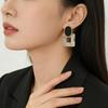 Hong Kong Style Rendering Geometric Square Personalized Earrings Feeling Dripping Earrings Versatile Earrings