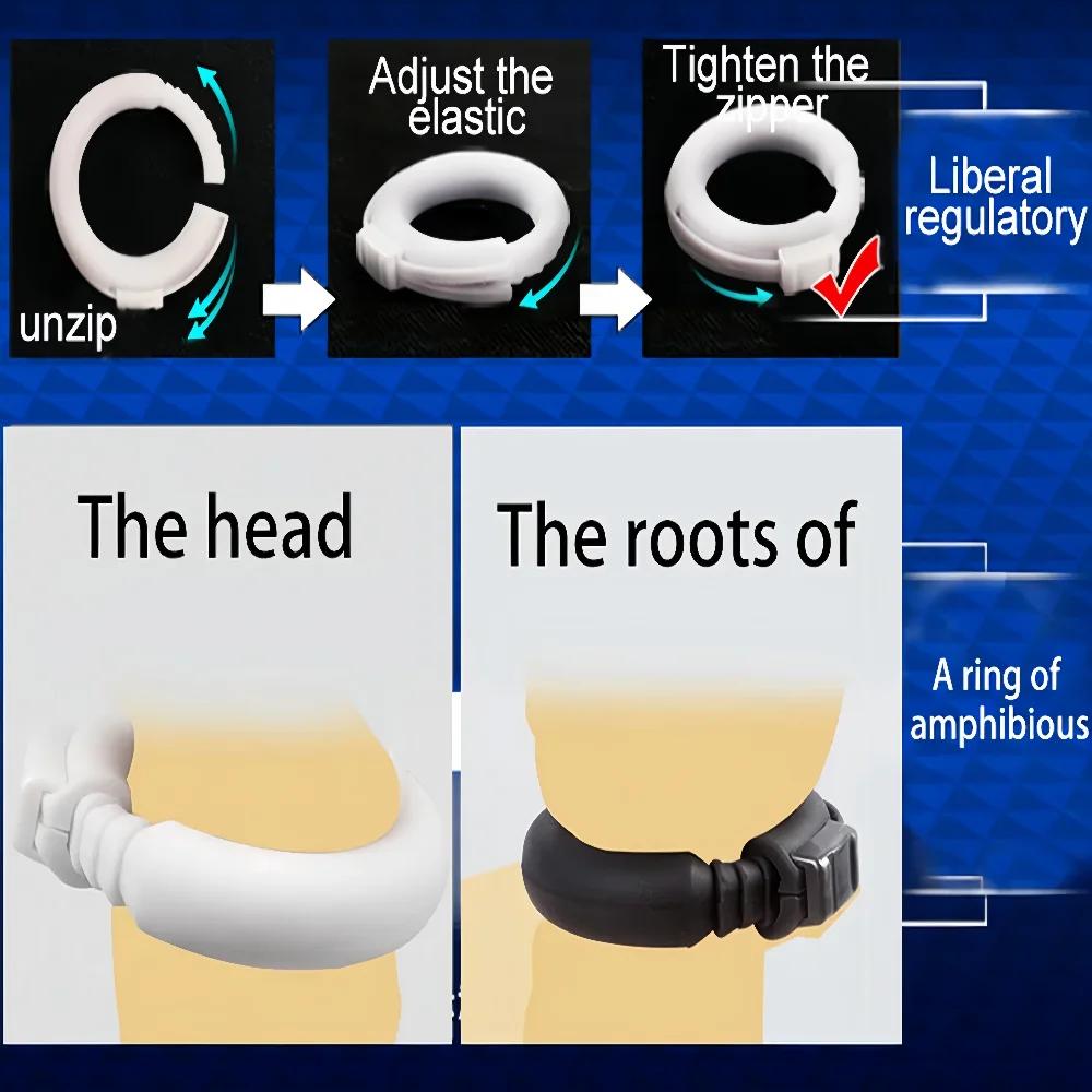 Penis Circumcision Corrector Delayed Ejaculation Locking Sperm Ring Adjustable Silicone Penis Erection Cock Ring Adult Products